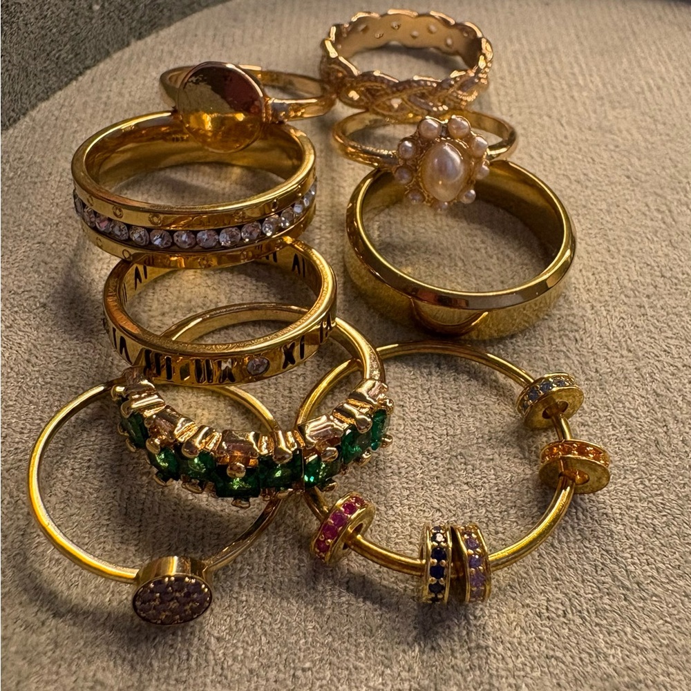 Elegant Gold and Gemstone Ring Set